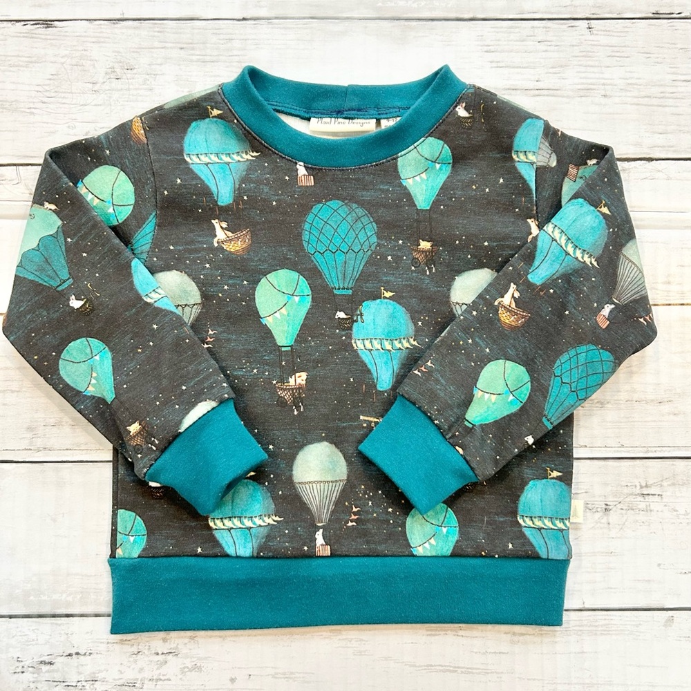 Teal Hot Air Balloon Kids Sweatshirt